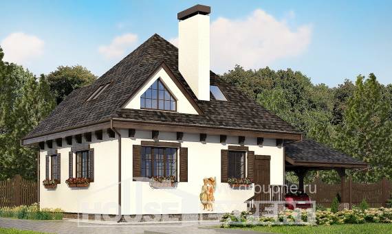 110-002-Л Проект двухэтажного дома мансардой, гараж, бюджетный дом из пеноблока Новороссийск, House Expert