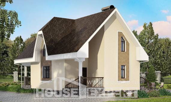 125-001-Л Проект двухэтажного дома с мансардным этажом, скромный домик из керамзитобетонных блоков Новороссийск, House Expert