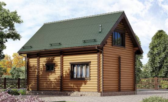 080-003-П Проект двухэтажного дома с мансардой, скромный коттедж из бревен Новороссийск | Проекты домов от House Expert