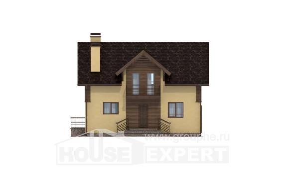 150-009-Л Проект двухэтажного дома с мансардным этажом, небольшой домик из бризолита, Новороссийск