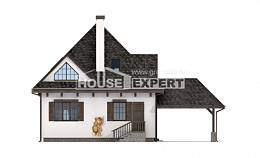 110-002-Л Проект двухэтажного дома мансардой и гаражом, компактный дом из поризованных блоков Новороссийск, House Expert