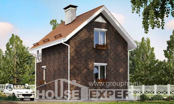 045-001-Л Проект двухэтажного дома мансардой, махонький коттедж из керамзитобетонных блоков Новороссийск, House Expert