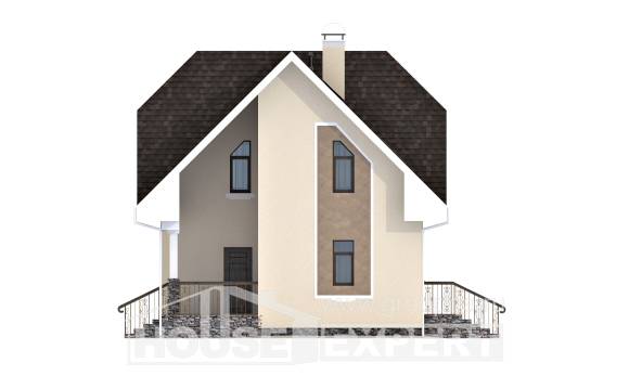 125-001-Л Проект двухэтажного дома мансардой, простой коттедж из арболита Новороссийск, House Expert
