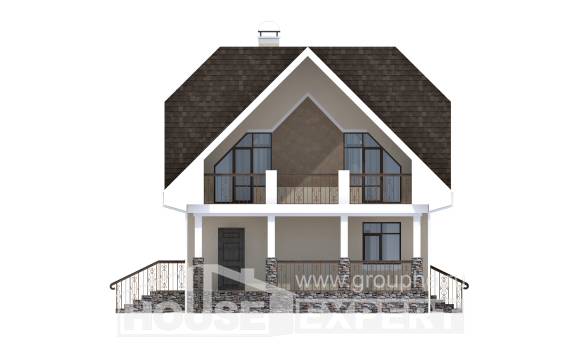 125-001-Л Проект двухэтажного дома мансардный этаж, экономичный дом из газобетона Новороссийск, House Expert