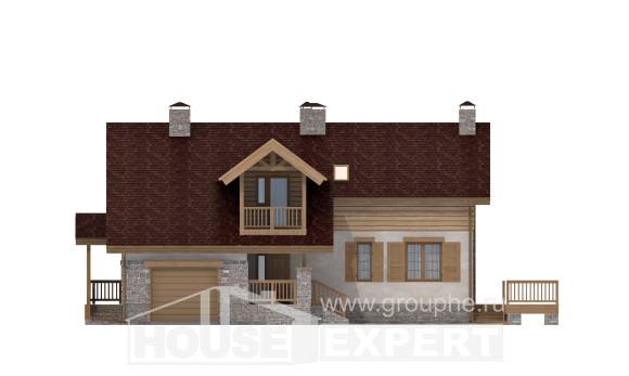 165-002-П Проект двухэтажного дома мансардой и гаражом, недорогой домик из керамзитобетонных блоков Новороссийск, House Expert