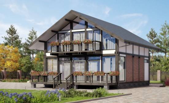 170-007-П Проект двухэтажного дома с мансардой, простой коттедж из дерева Новороссийск | Проекты домов от House Expert