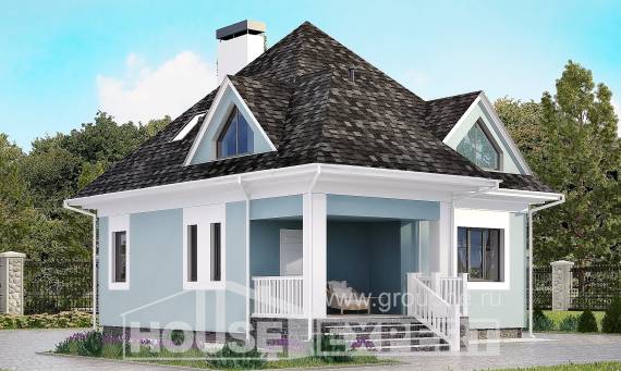 110-001-Л Проект двухэтажного дома мансардой, доступный коттедж из газобетона Новороссийск, House Expert