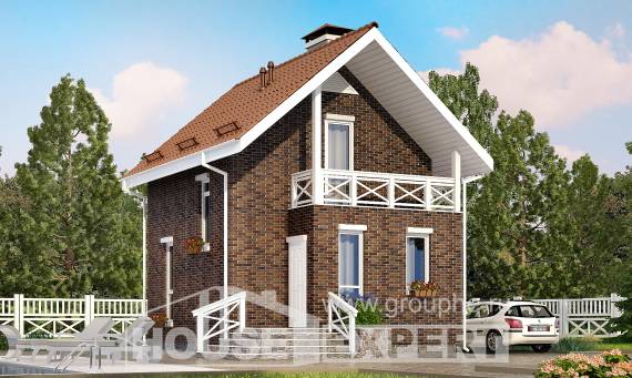 045-001-Л Проект двухэтажного дома мансардой, уютный домик из газобетона Новороссийск, House Expert