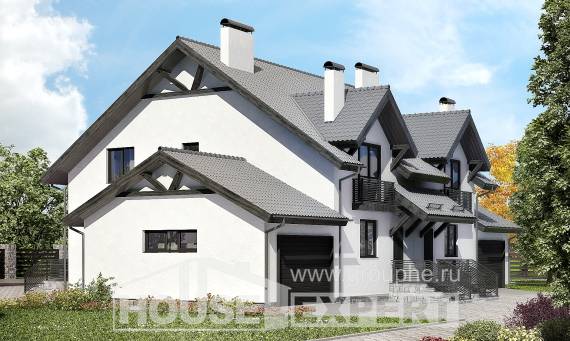 290-003-П Проект двухэтажного дома с мансардным этажом, современный загородный дом из блока Новороссийск, House Expert