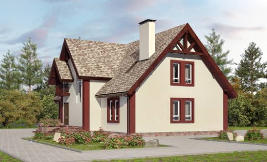 300-008-Л Проект двухэтажного дома с мансардой, гараж, классический домик из теплоблока Новороссийск | Проекты домов от House Expert