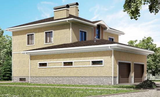 350-002-Л Проект трехэтажного дома и гаражом, просторный дом из кирпича, Новороссийск