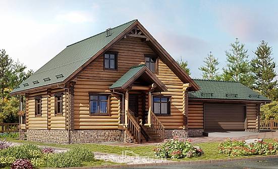 270-002-П Проект двухэтажного дома мансардой и гаражом, классический коттедж из дерева Новороссийск | Проекты домов от House Expert
