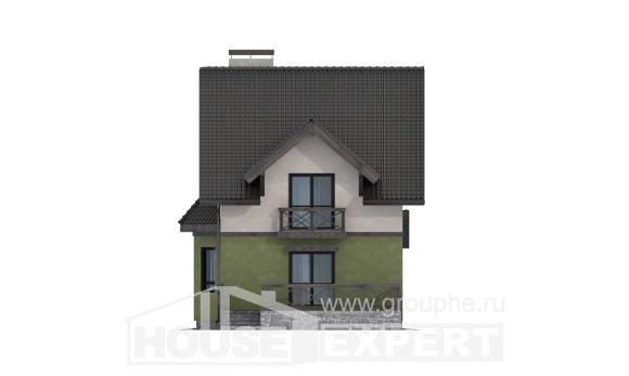 120-003-П Проект двухэтажного дома с мансардным этажом, уютный коттедж из керамзитобетонных блоков Новороссийск, House Expert