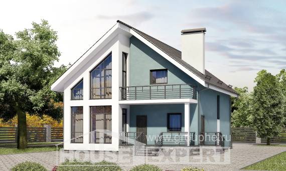 170-006-П Проект двухэтажного дома мансардный этаж, доступный домик из бризолита, Новороссийск