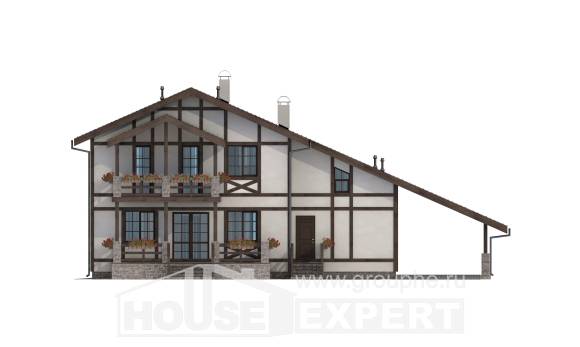 250-002-Л Проект двухэтажного дома мансардой, гараж, красивый домик из кирпича Новороссийск, House Expert