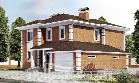 220-004-Л Проект двухэтажного дома и гаражом, современный домик из кирпича, Новороссийск