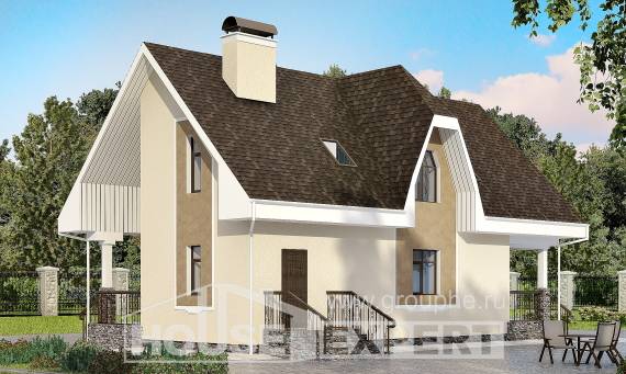 125-001-Л Проект двухэтажного дома мансардный этаж, доступный домик из бризолита Новороссийск, House Expert
