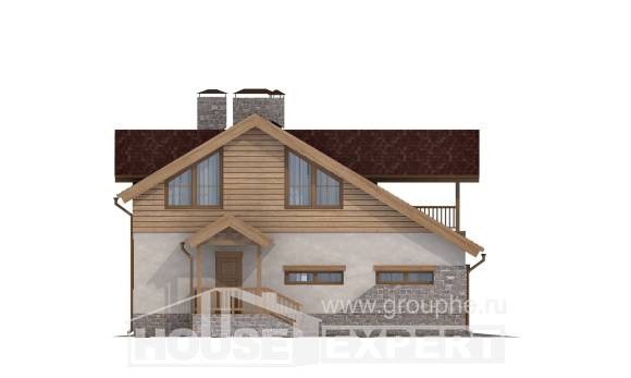 165-002-П Проект двухэтажного дома мансардный этаж, гараж, небольшой домик из газобетона Новороссийск, House Expert