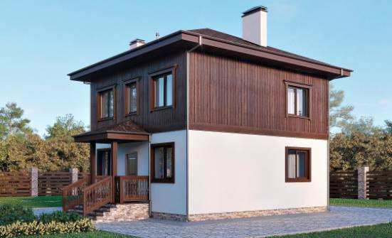 100-006-Л Проект двухэтажного дома, скромный домик из теплоблока Новороссийск | Проекты домов от House Expert