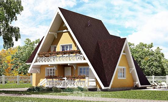 155-008-П Проект двухэтажного дома мансардный этаж, доступный дом из бревен Новороссийск | Проекты домов от House Expert