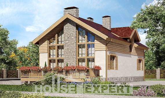 165-002-П Проект двухэтажного дома мансардой, гараж, компактный дом из блока Новороссийск, House Expert